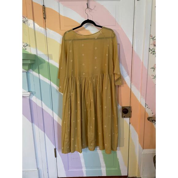 House of Wandering Silk Juhu Cotton Dress NWT $259 Turmeric One Size - Picture 7 of 10